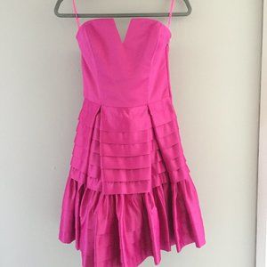 Betsy Johnson Bright Pink Satin Mini Dress Sz 6